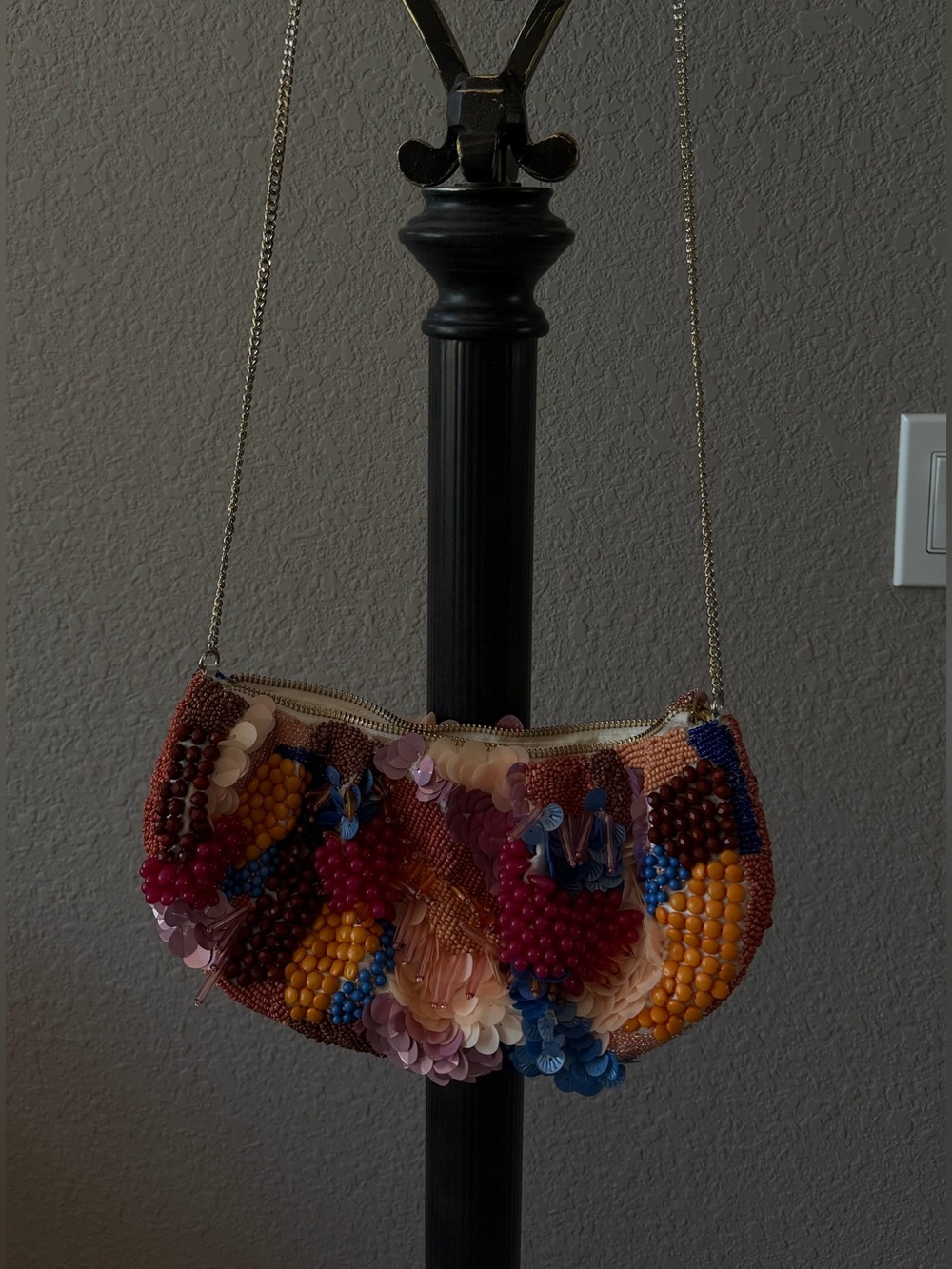 Beaded Floral Embellished Wristlet Clutch in Multicolor